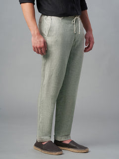 Men's Cotton Linen Regular Fit Pant Light Brown