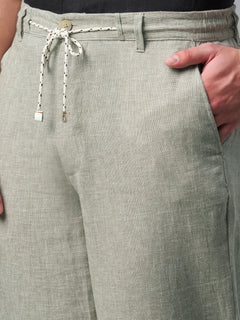 Men's Cotton Linen Regular Fit Pant Light Brown