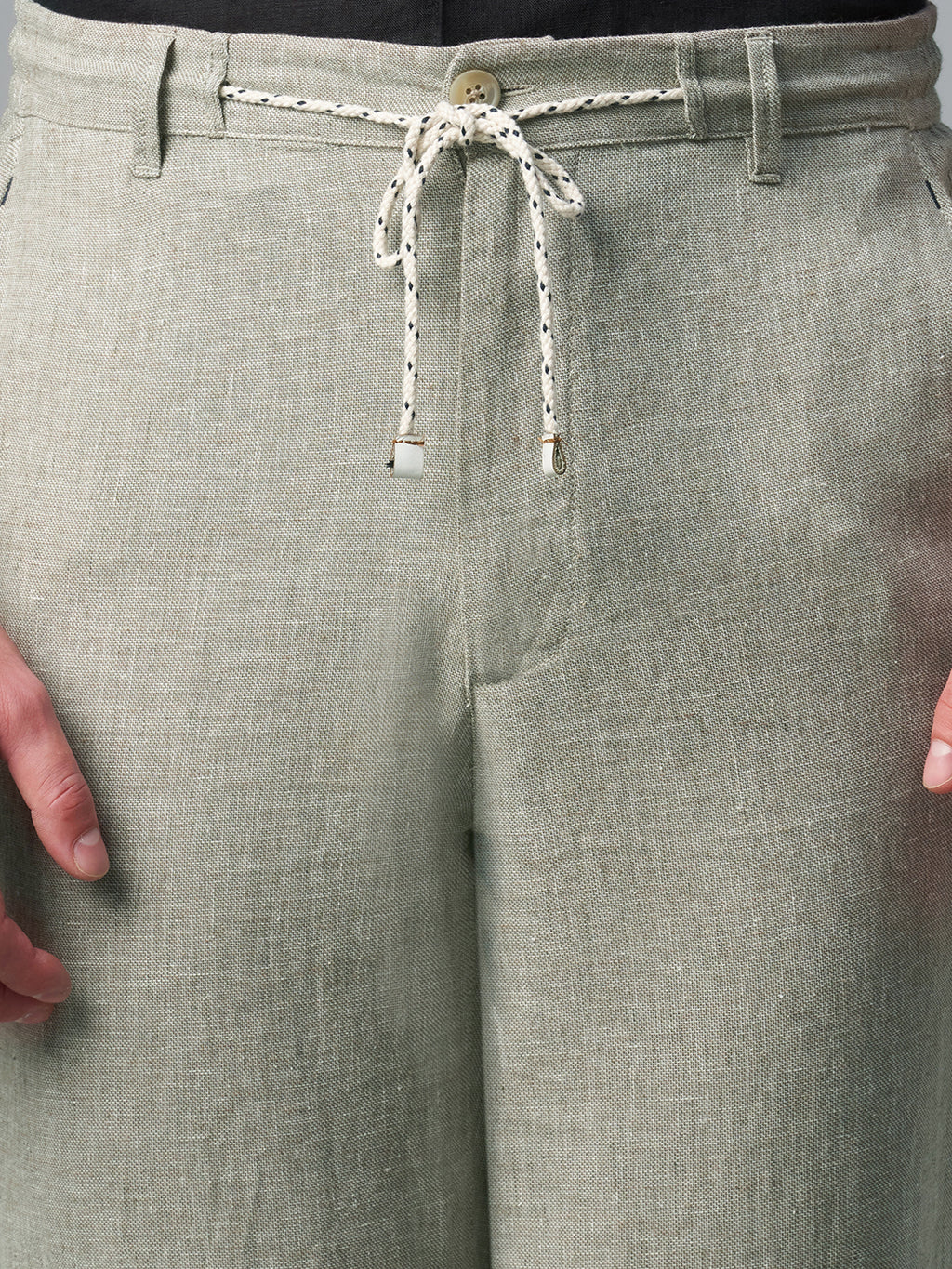 Men's Lt Brown Cotton Linen Regular Fit Pant