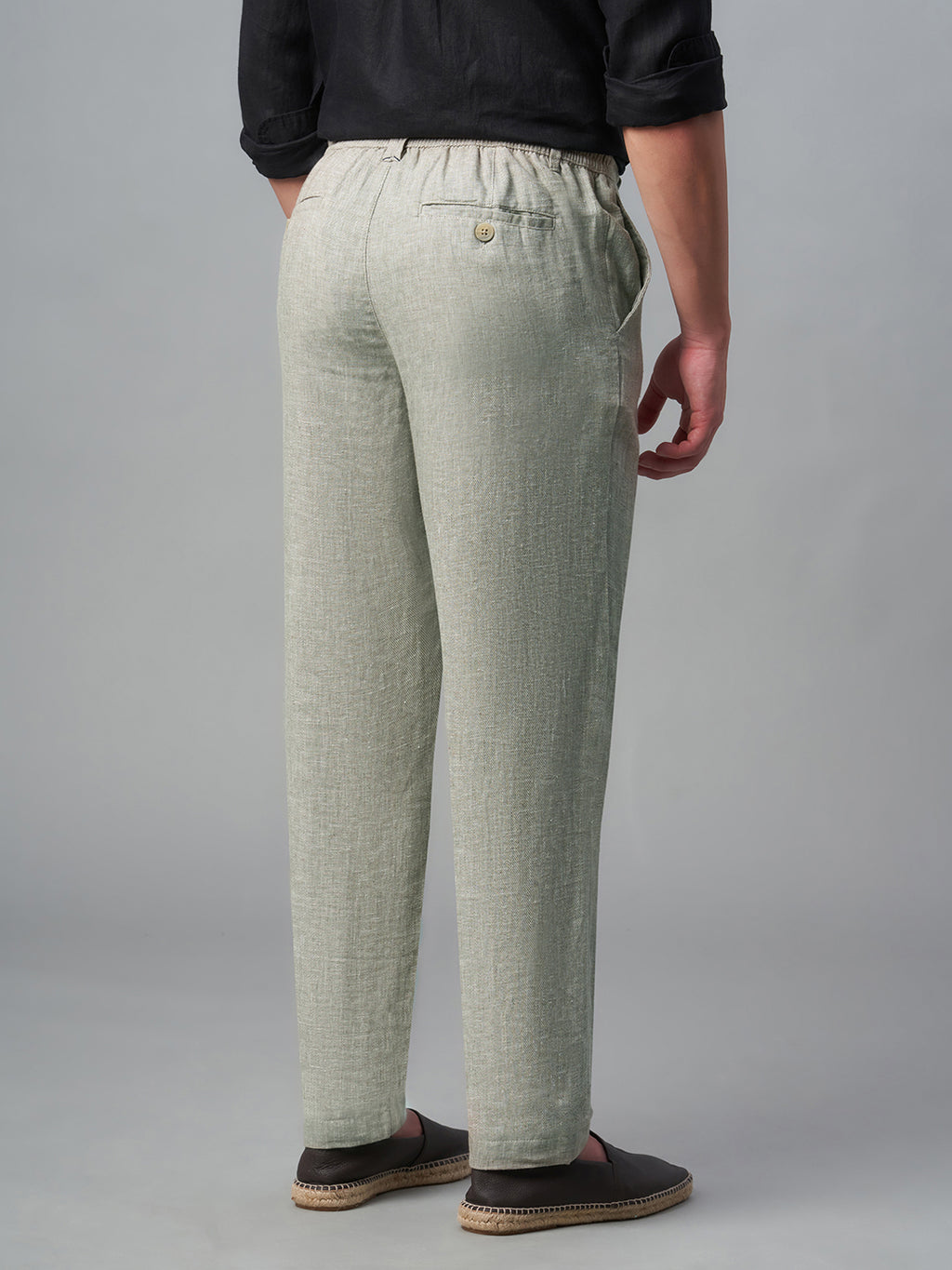 Men's Lt Brown Cotton Linen Regular Fit Pant