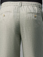 Men's Lt Brown Cotton Linen Regular Fit Pant