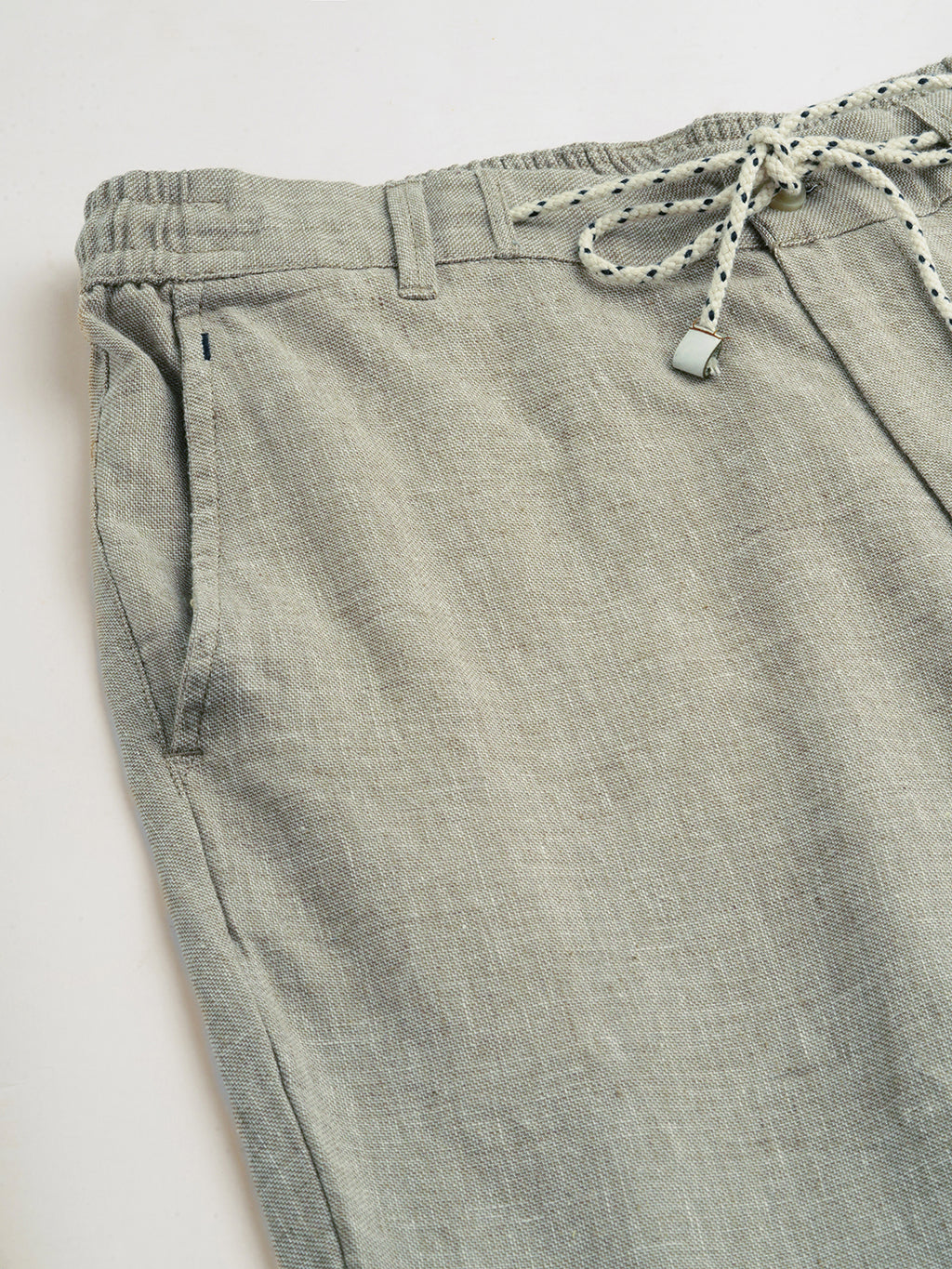 Men's Lt Brown Cotton Linen Regular Fit Pant