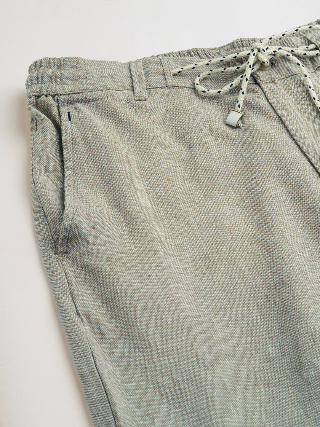 Men's Lt Brown Cotton Linen Regular Fit Pant