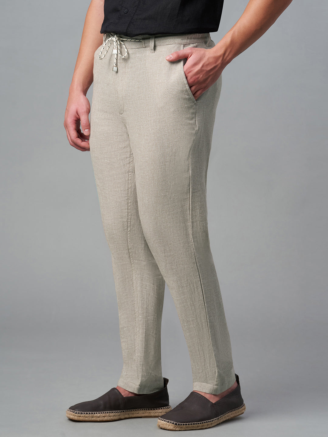 Men's Natural Cotton Linen Regular Fit Pant