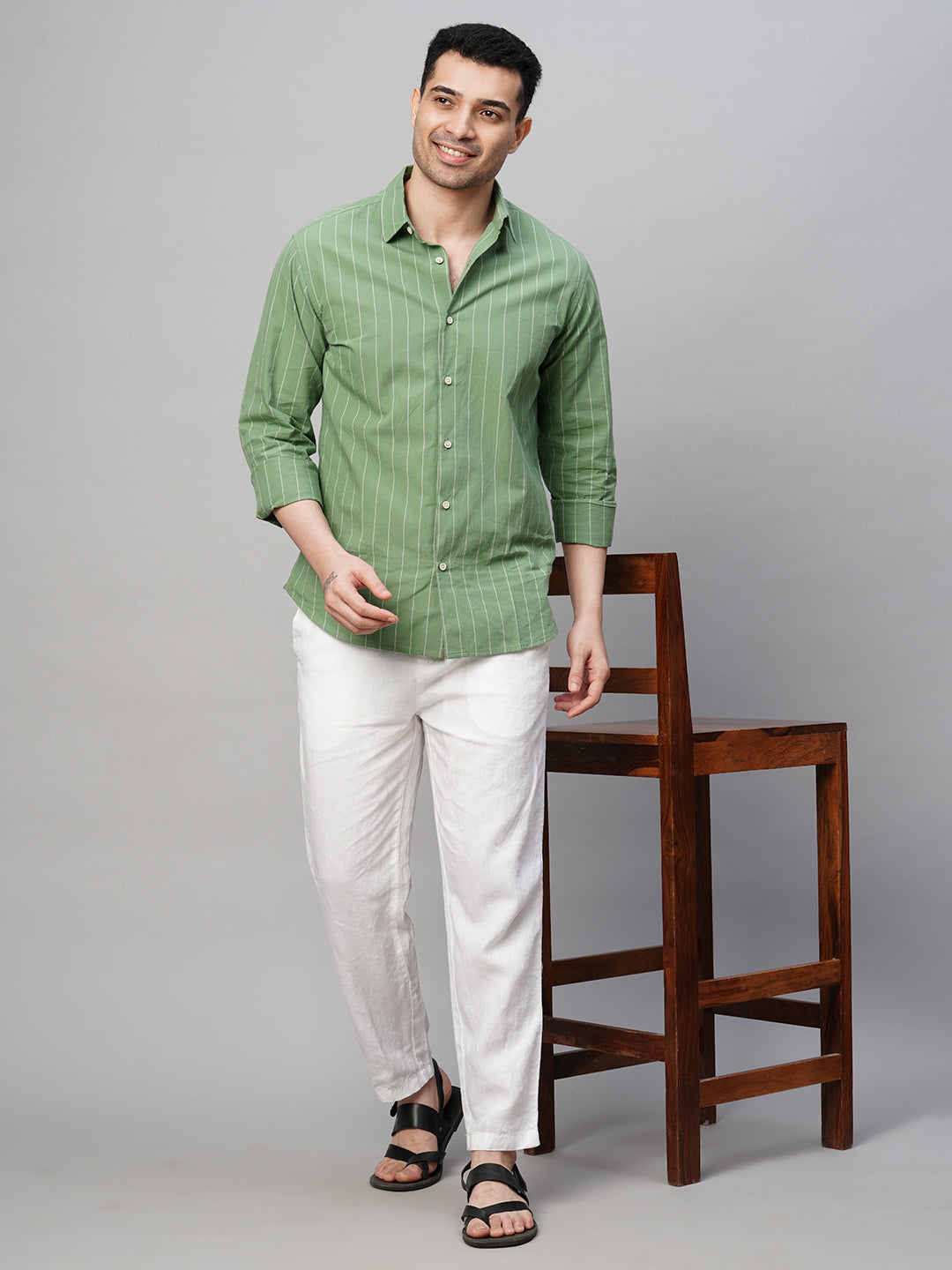 Men's White Linen Regular Fit Pant