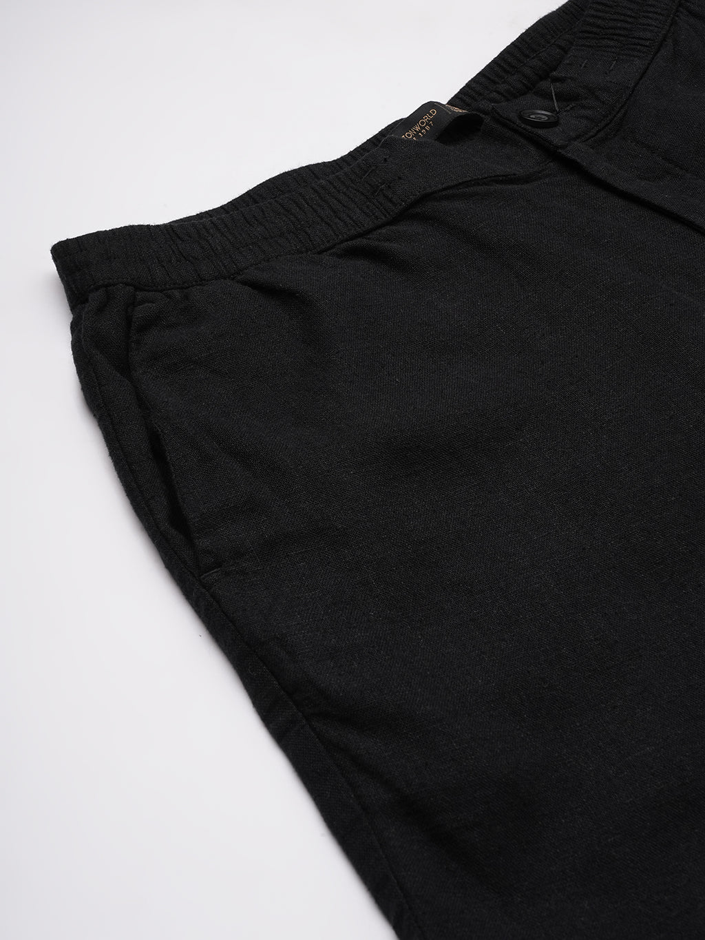 Men's Black Viscose Linen Regular Fit Pant