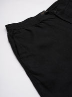 Men's Black Viscose Linen Regular Fit Pant