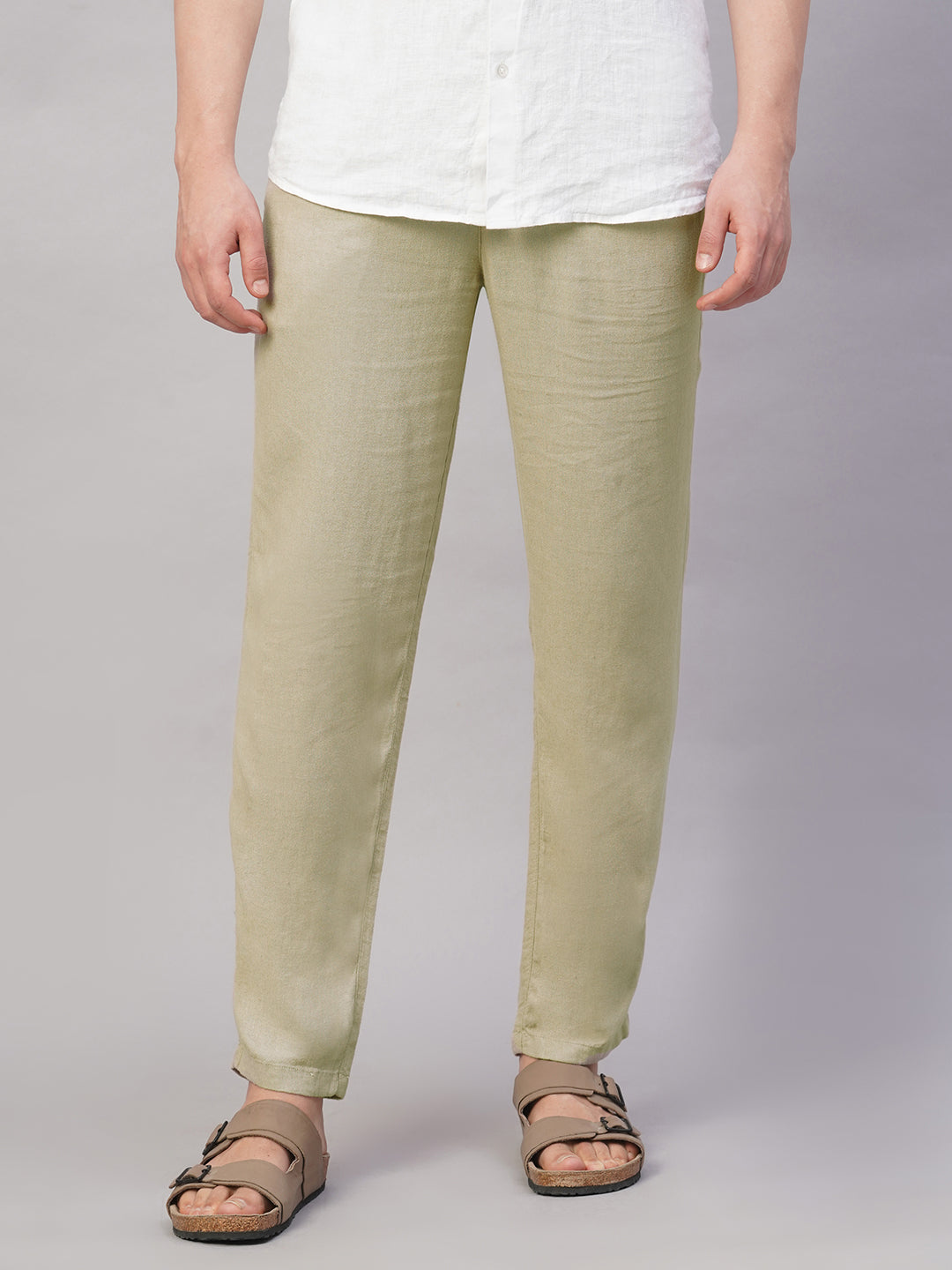 Men's Natural Viscose Linen Regular Fit Pant