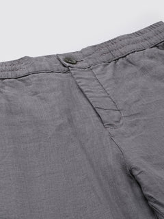 Men's 100% Linen Regular Fit Side Pocket Pants Grey