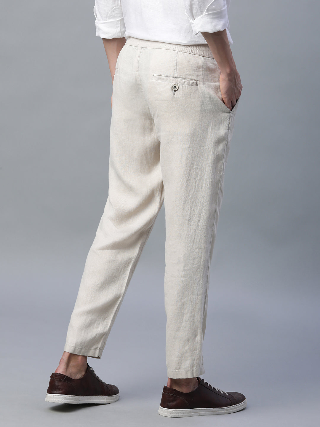 Men's Natural 100% Linen Regular Fit Pant