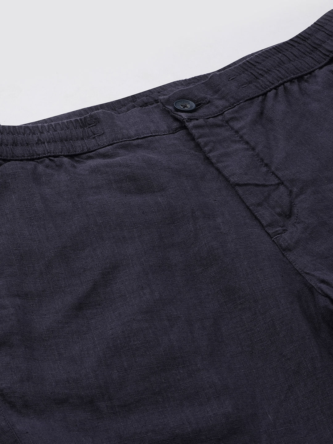 Men's Navy 100% Linen Regular Fit Pant