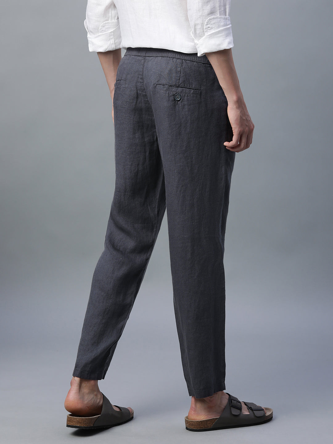 Men's Slate 100% Linen Regular Fit Pant