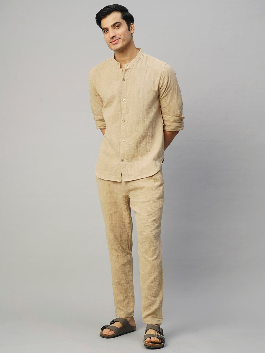 Men's Khaki 100% Cotton Slim Fit Pant