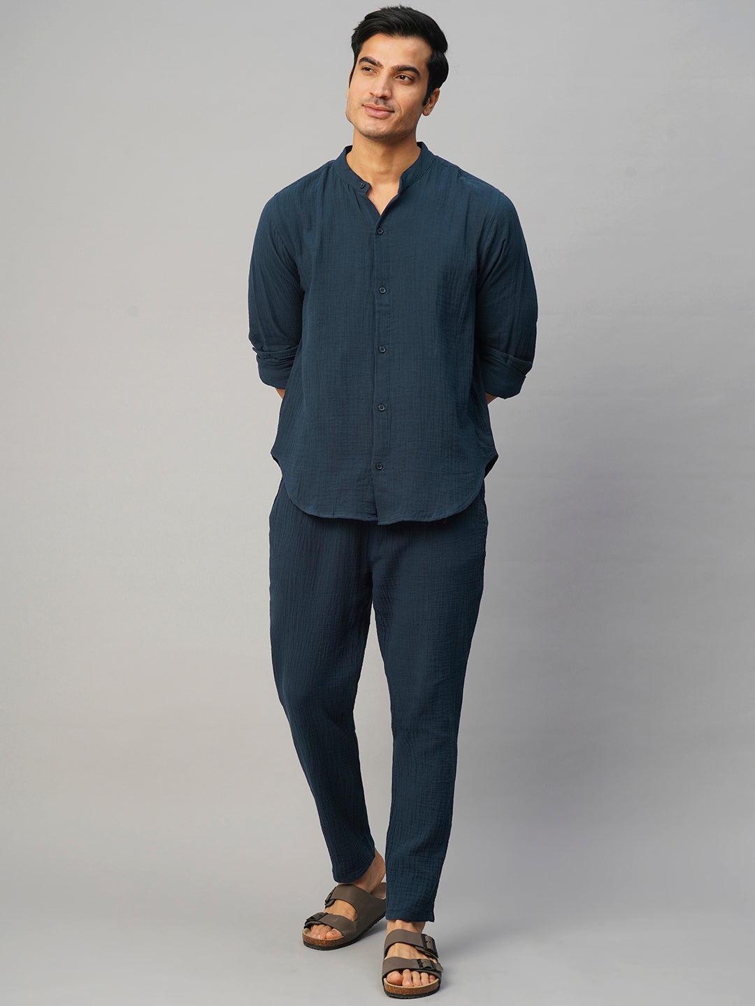 Men's Navy 100% Cotton Slim Fit Pant