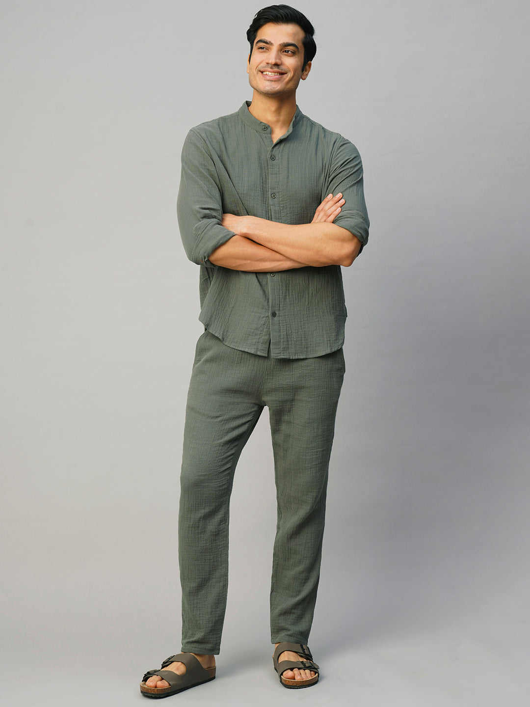 Men's Grey Cotton Loose Fit Pant