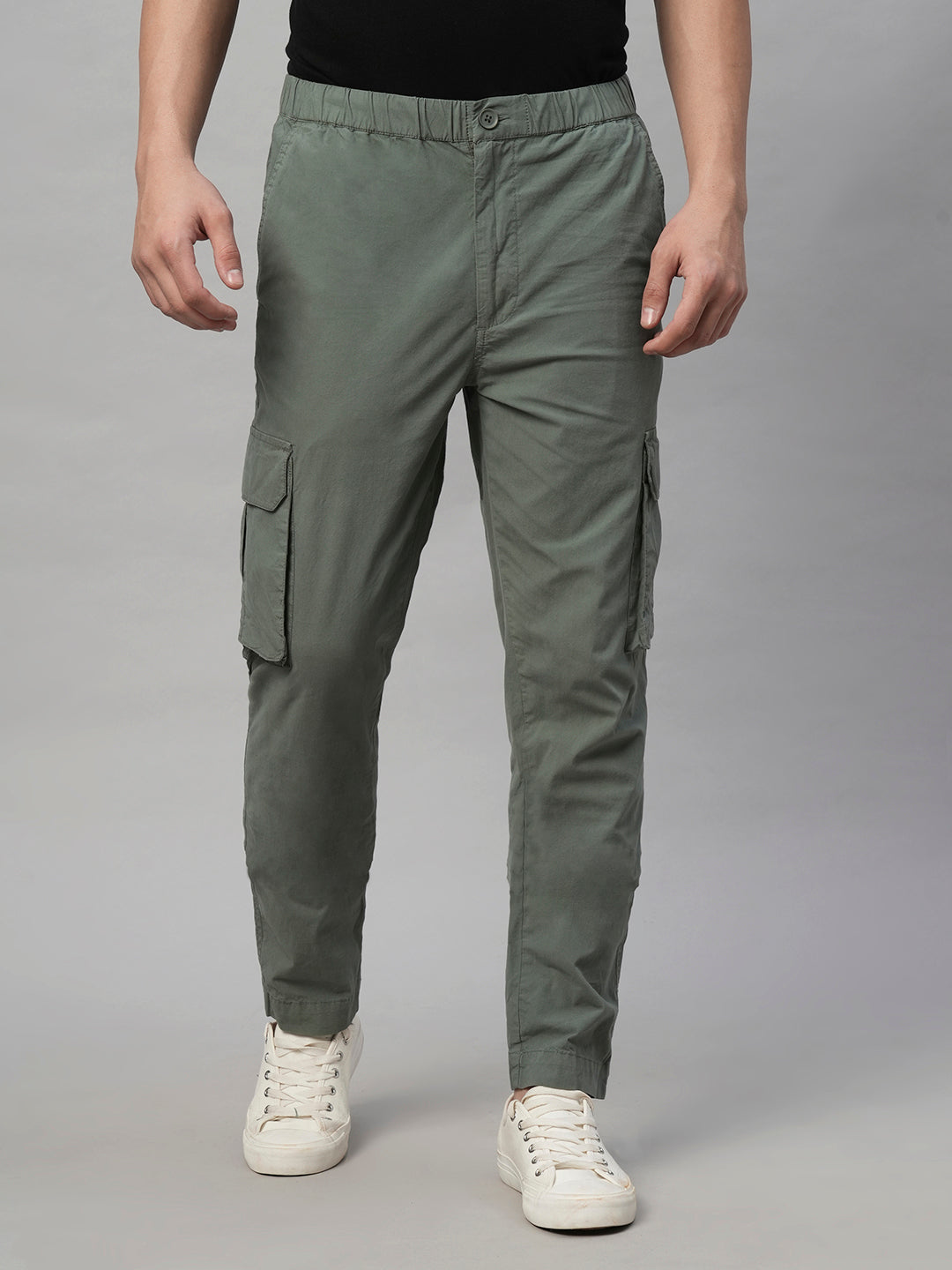 Mens 100% Cotton Cargo Pants Olive Green