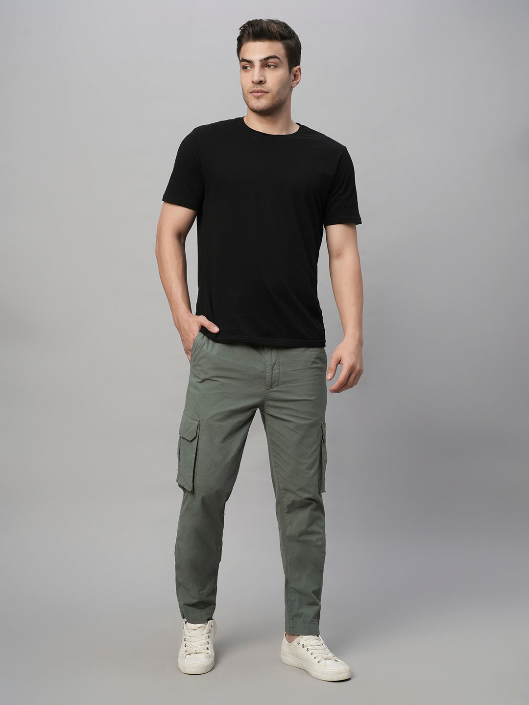 Mens 100% Cotton Cargo Pants Olive Green