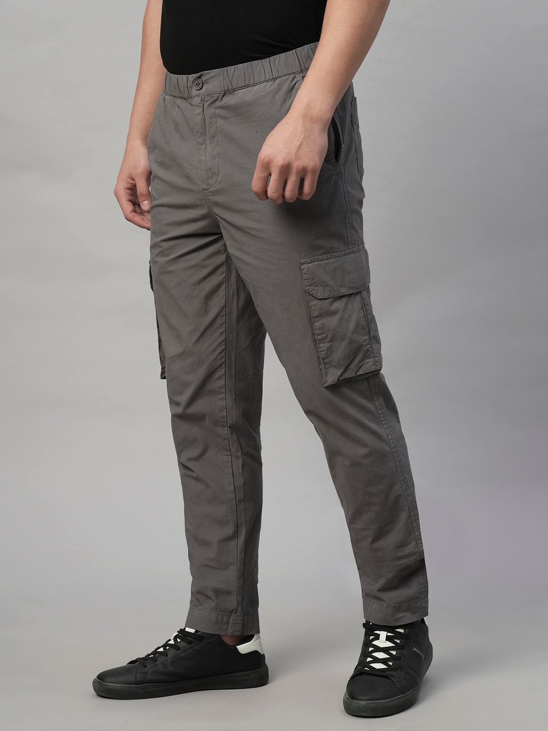 Mens 100% Cotton Cargo Pants Grey