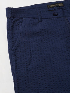 Men's 100% Cotton Seer Sucker Slim Fit Pant Navy