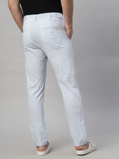 Men's Cotton Seer Sucker Slim Fit Pants Sky Blue