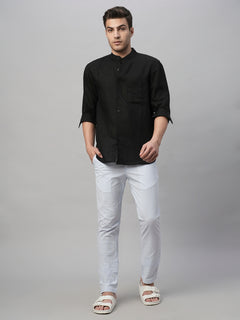 Men's Cotton Seer Sucker Slim Fit Pants Sky Blue