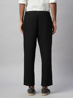 Men's Black 100% Cotton Regular Fit Pant
