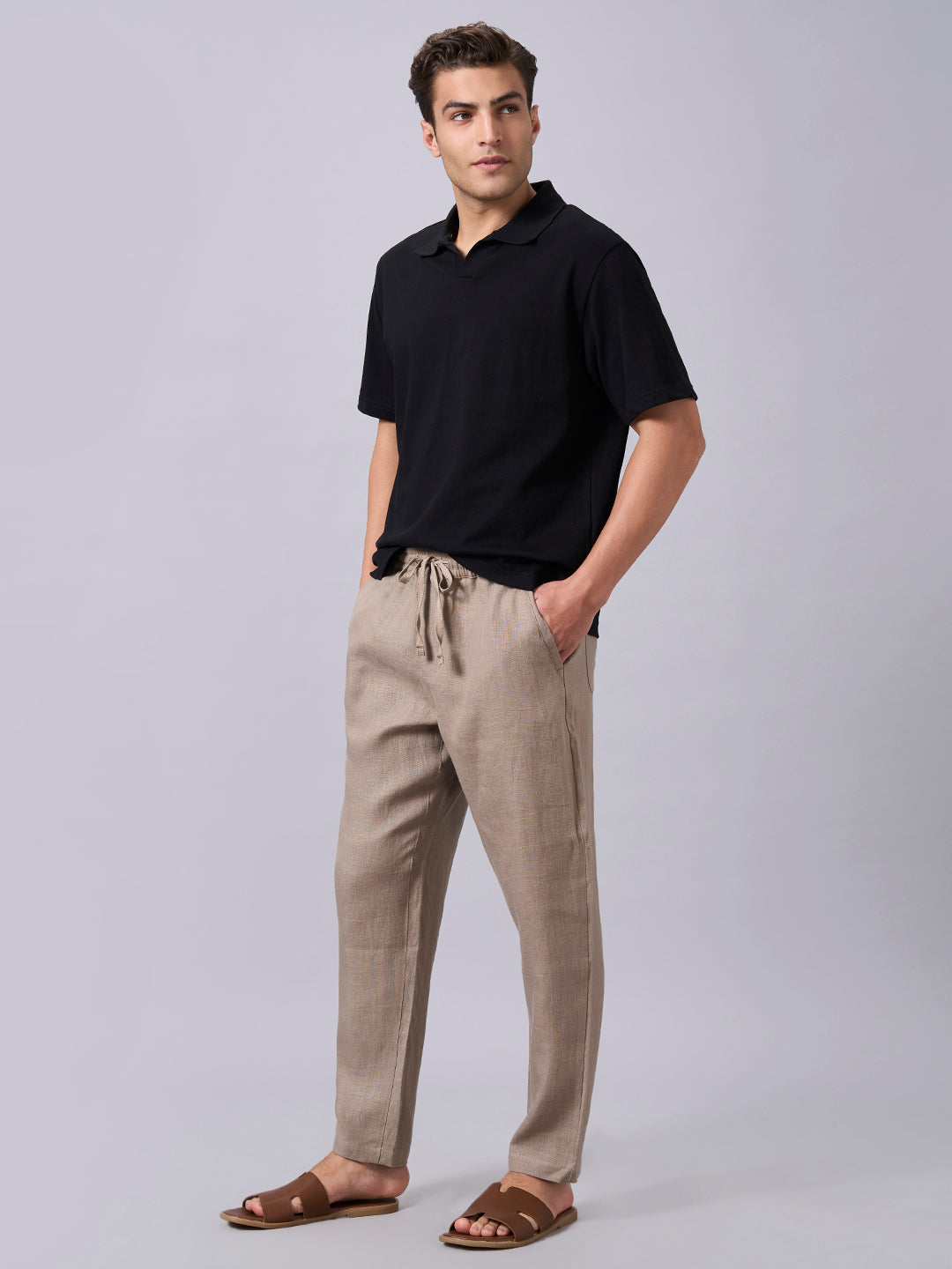 Men's Avenue 100% Linen Regular Fit Pant