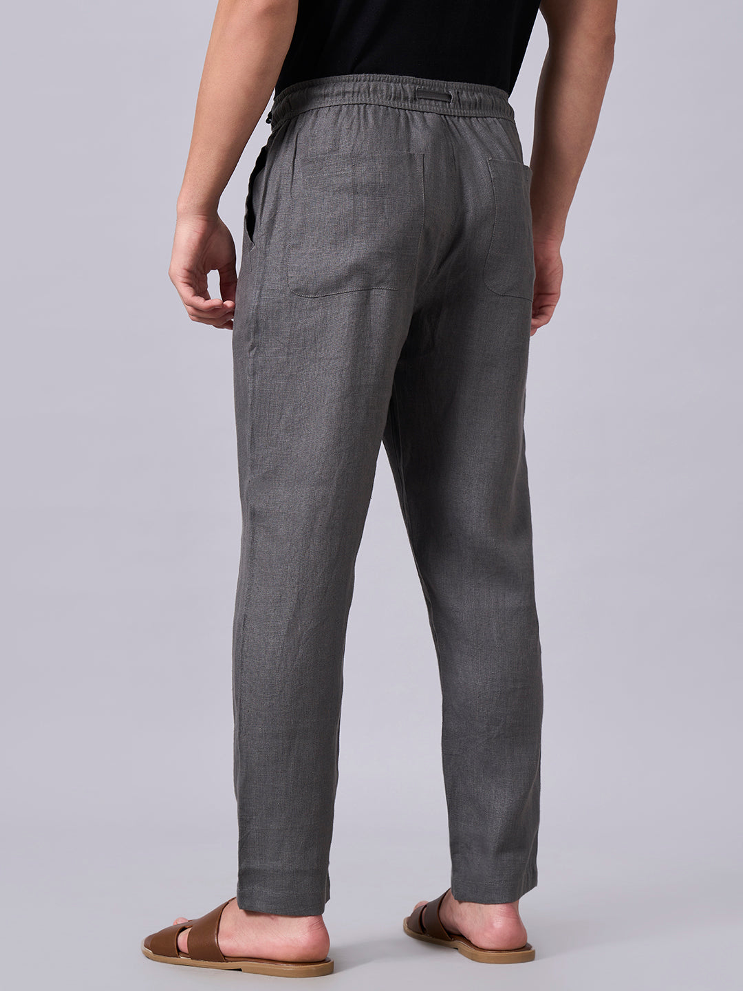 Men's Slate 100% Linen Regular Fit Pant