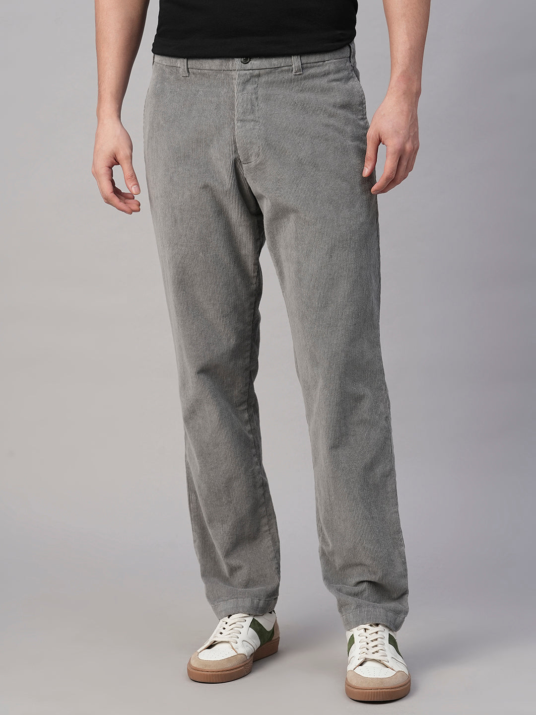 Men's Grey Cotton Lycra Regular Fit Pant