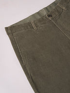 Men's Corduroy Green Cotton Lycra Regular Fit Pant