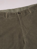 Men's Corduroy Green Cotton Lycra Regular Fit Pant