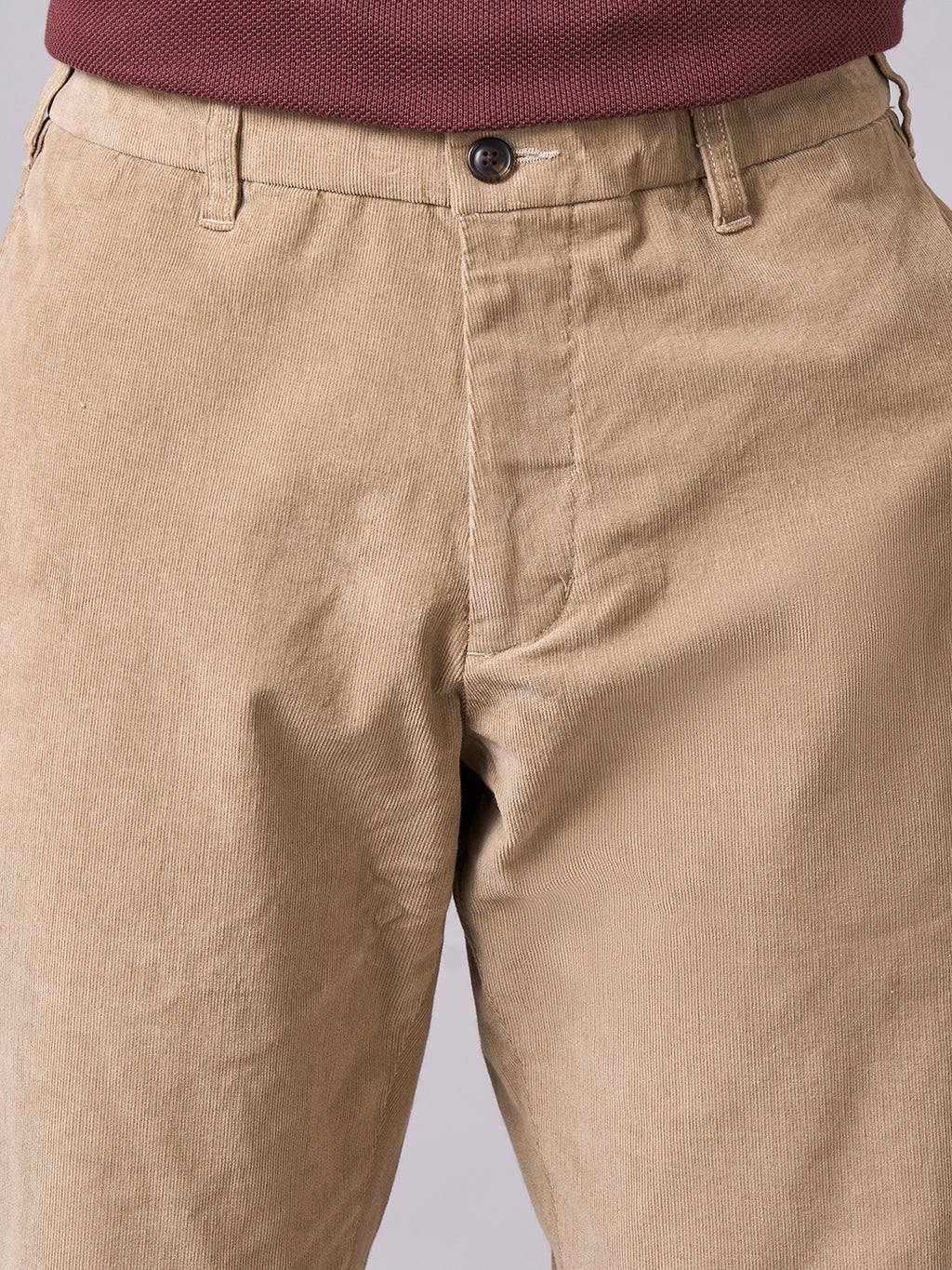 Men's Corduroy Khaki Cotton Lycra Regular Fit Pant