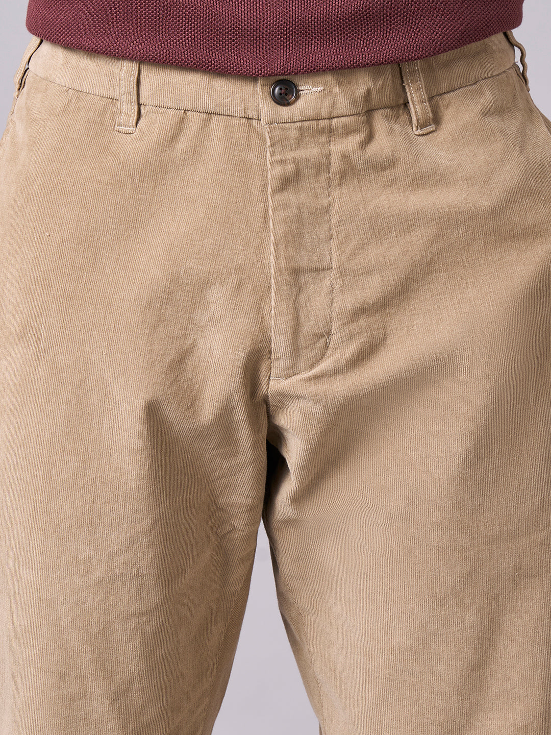 Men's Corduroy Khaki Cotton Lycra Regular Fit Pant