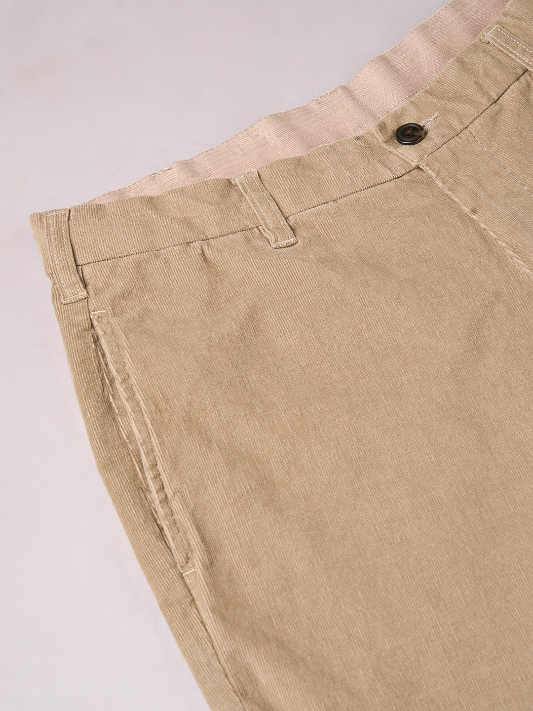 Men's Corduroy Khaki Cotton Lycra Regular Fit Pant
