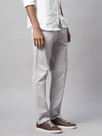 Men's Grey Cotton Lycra Regular Fit Pant