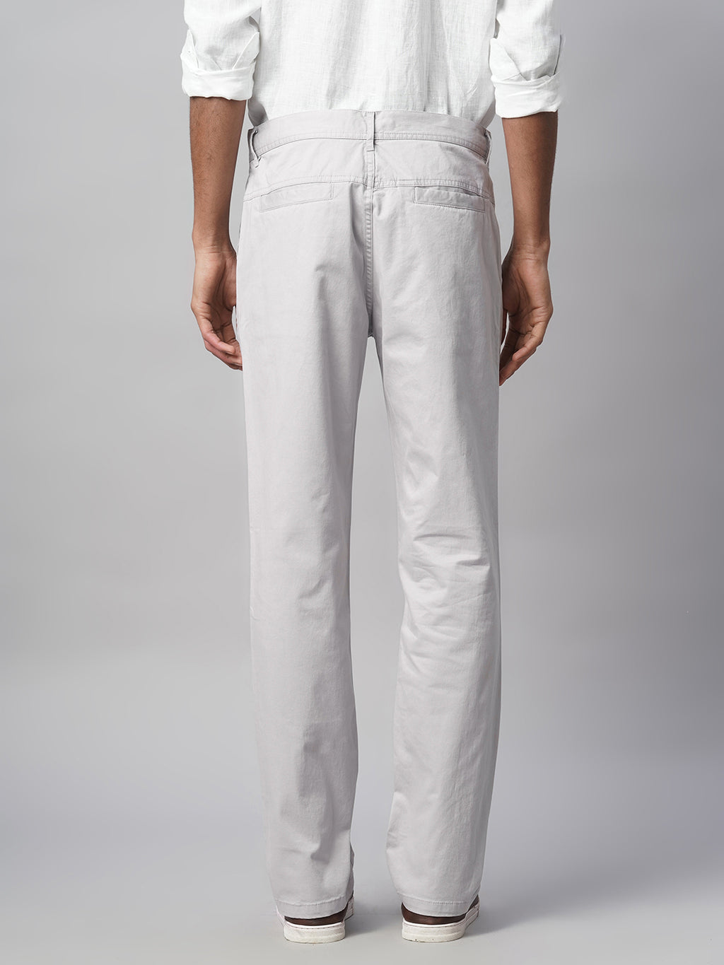 Men's Grey Cotton Lycra Regular Fit Pant