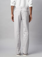 Men's Grey Cotton Lycra Regular Fit Pant