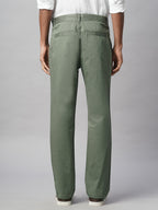 Men's Lt.Olive Cotton Lycra Regular Fit Pant