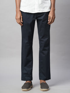 Men’s Cotton Lycra Regular Fit Side Seam Pockets Pant Navy
