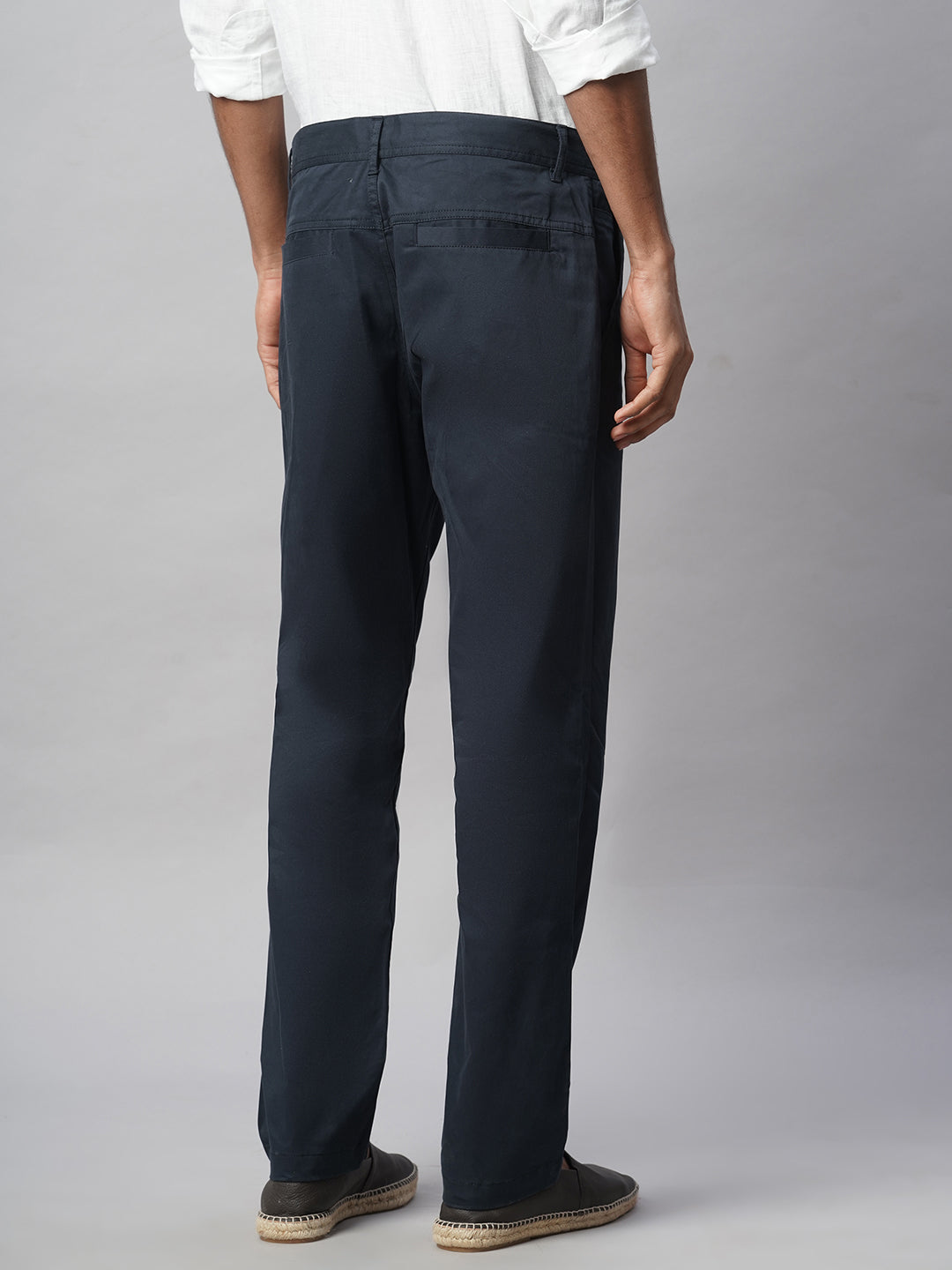 Men's Navy Cotton Lycra Regular Fit Pant