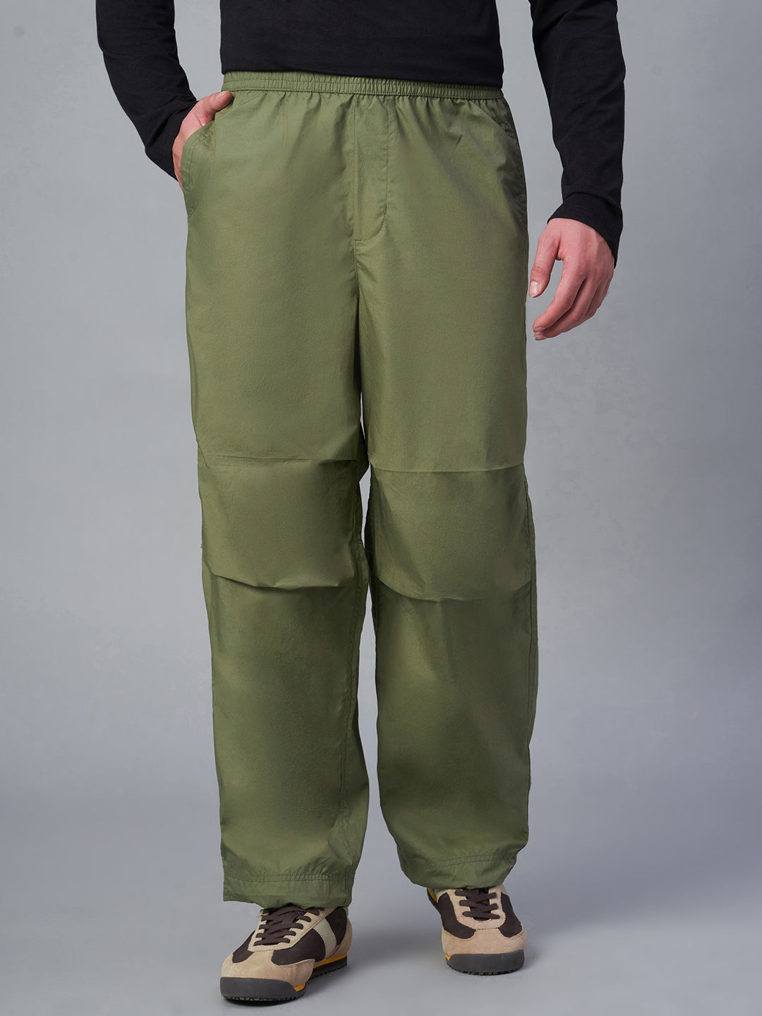 Men's Olive 100% Cotton Regular Fit Pant