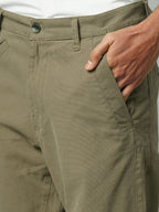 Men's Olive Cotton Lycra Slim Fit Pant