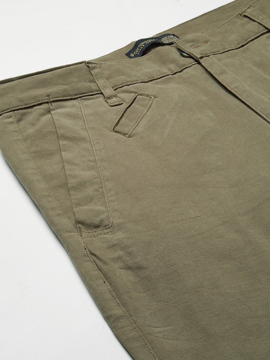 Men's Olive Cotton Lycra Slim Fit Pant