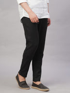 Men's Black Linen Cotton Regular Fit Pant