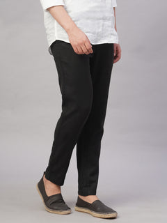 Men’s Linen Cotton Regular Fit Pant Black