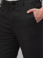 Men's Black Linen Cotton Regular Fit Pant