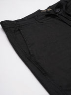 Men's Black Linen Cotton Regular Fit Pant