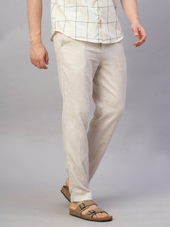 Men's Linen Cotton Regular Fit Pant Natural