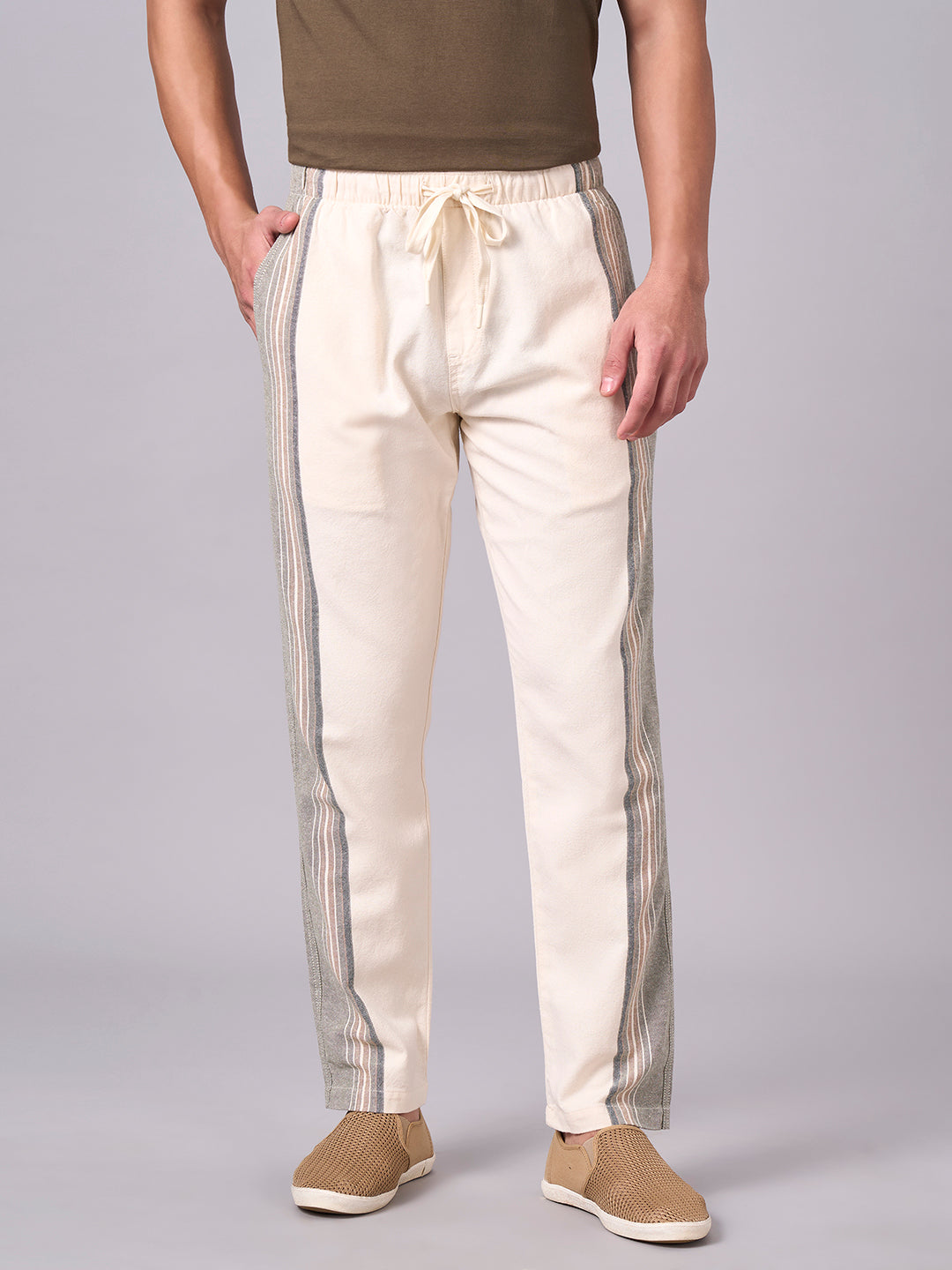 Men's Natural 100% Cotton Regular Fit Pant