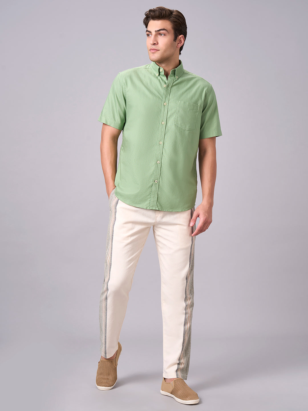 Men's Natural 100% Cotton Regular Fit Pant